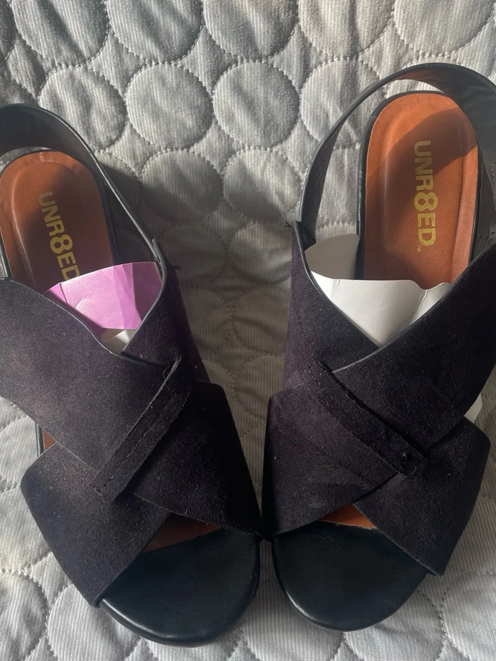 Women’s Black Suede Crisscross Platform Sandals — Sleek Slingback Style